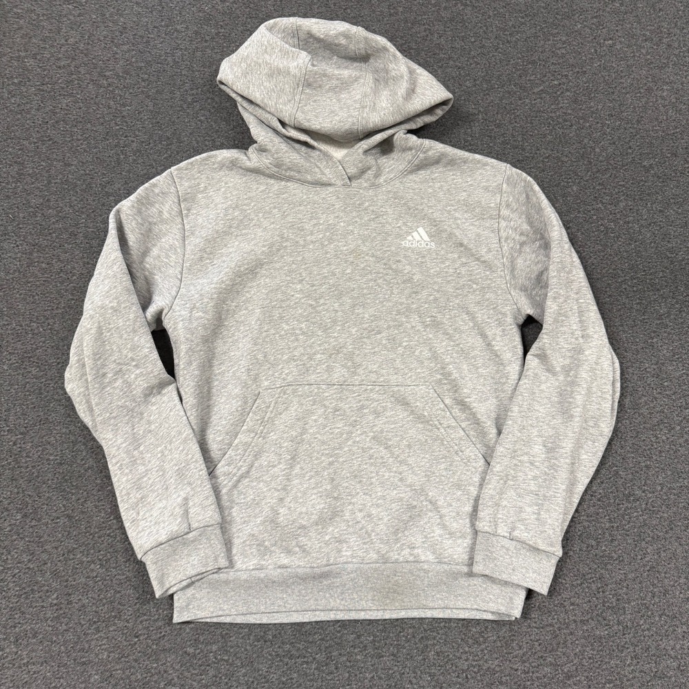 Modern Adidas Pullover Hoodie Youth Large Gray Good Embroidered Logo Fleece